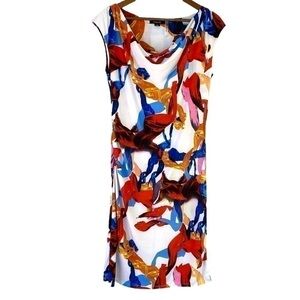Talia stretch midi dress  with cowl neck & cap sleeves